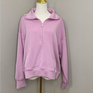 Rae Mode Half Zip Pullover Sweatshirt Pink Modal Athleisure Medium